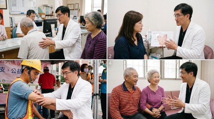 診所環境展示慢性疼痛治療精密設備 專業醫師分析慢性疼痛治療再生方案 患者接受慢性疼痛治療PRP注射過程 外泌體科技應用於慢性疼痛治療修復