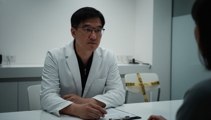 吳紹琥醫師正在解析如何消除眼袋臥蠶 透過醫學手術有效消除眼袋臥蠶的對比 呈現自然無辜眼的消除眼袋臥蠶術後