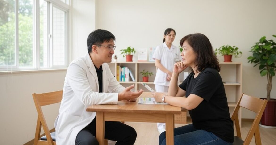 吳紹琥醫師分享減重挑戰與策略，背景為健身房